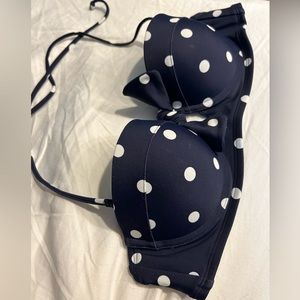 Aerie Holly-style Blue Polka Dot Push-up Bikini Swim Top size 34B